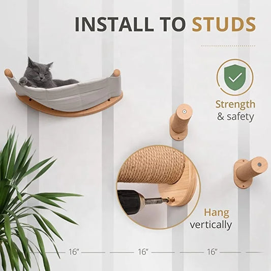 Customized Cat Wall Tree with Wall Shelves and Perches Hammock with Steps for Sleeping Playing Climbing Lounging Carton Packing