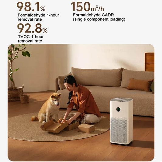 Xiaomi Mijia Air Purifier 5 from Waggy Tail, showing sleek design and digital display, with air vents and filter visible.