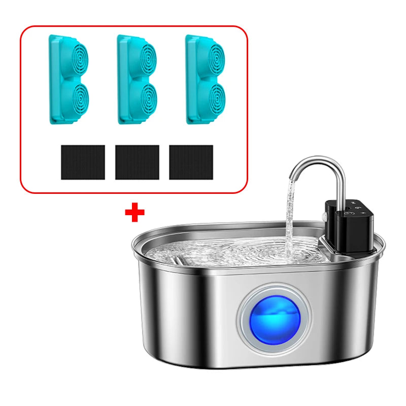 ROJECO 3.2L Stainless Steel Cat Water Fountain – Wireless Sensor, 4000mAh Battery