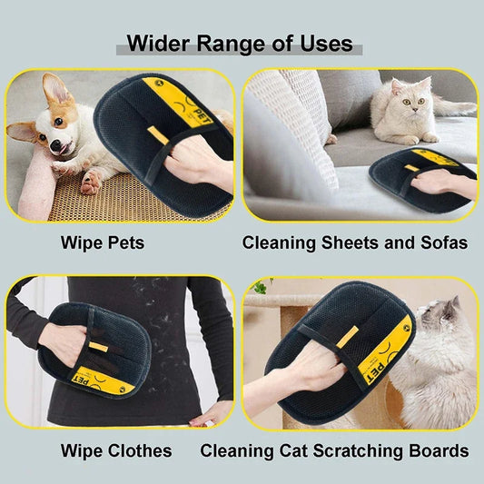 Electrostatic Pet Hair Remover Gloves with Lint Roller