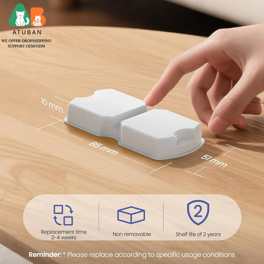 Waggy Tail stainless steel cat water fountain replacement filters with carbon and foam filter set for clean drinking water.