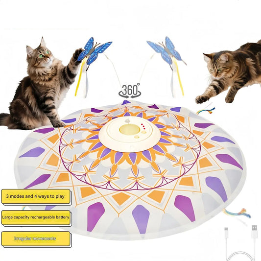 3-in-1 Rotating Cat Teaser Toy – USB Rechargeable, 360°