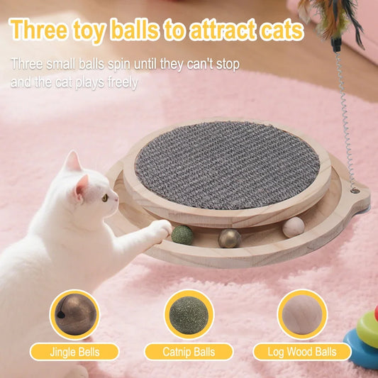Cat Scratcher Cat Natural Sisal Scratching Pad Kitten Interactive Toy with Ball Track Ball for Chasing Hunting Mental Physical