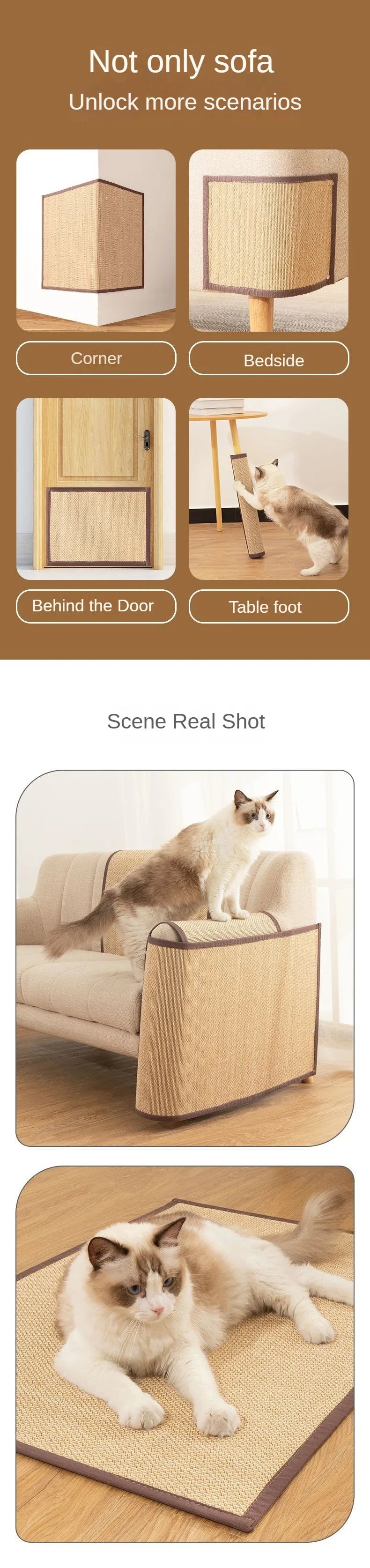 Cat Scraper bamboo mat Cat Training Scratch Pad Table Leg Cat Scratcher Furniture Protection Mat Sofa Protector Scratch Carpet