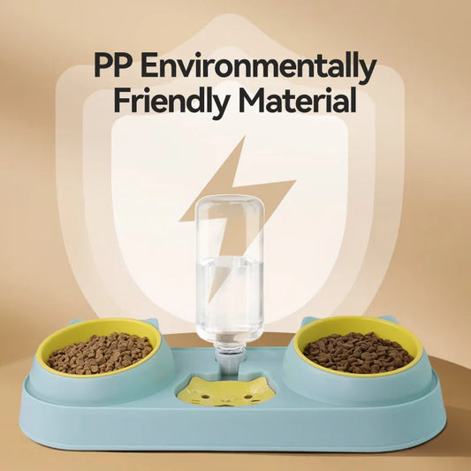 ROJECO 3-in-1 Pet Bowl Set – Auto Water Refill, Dual Feeding Bowls, Dry & Wet Separation