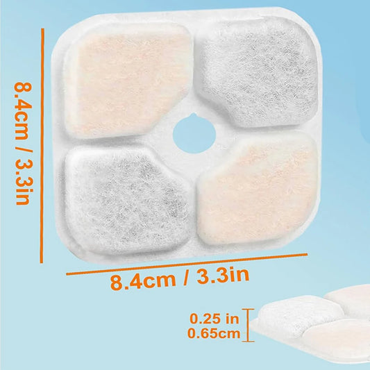 Waggy Tail 12-pack pet water fountain replacement filters with triple action, ion exchange resin, and activated carbon for clean water.