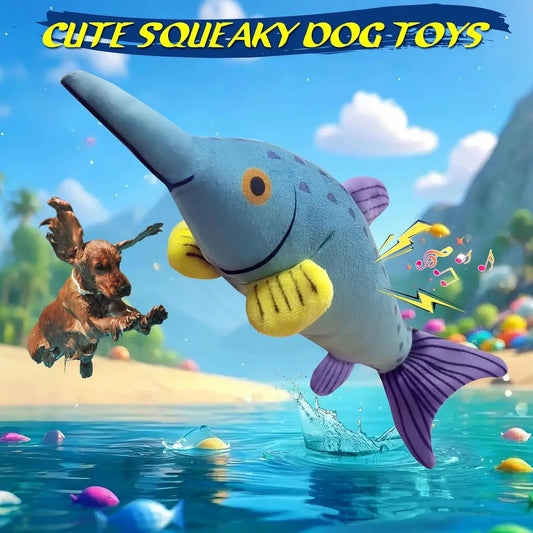 Large Waggy Tail squeaky plush dog chew toy for tug of war, suitable for small, medium, and large dogs.