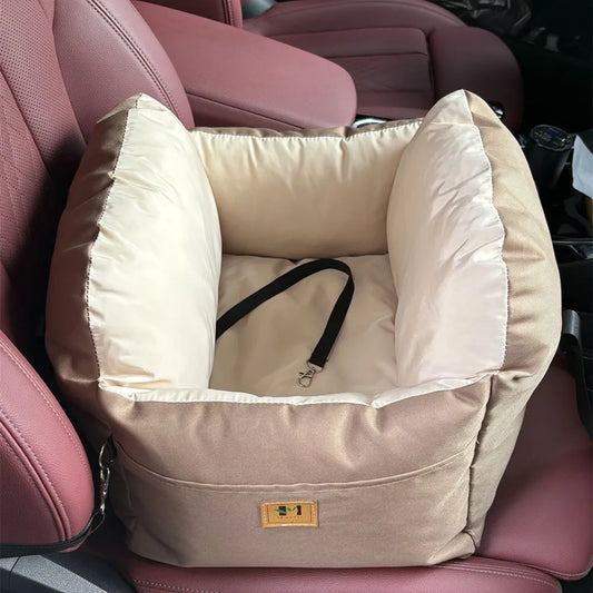 Portable Dog Car Seat Booster Bed with Storage Pockets