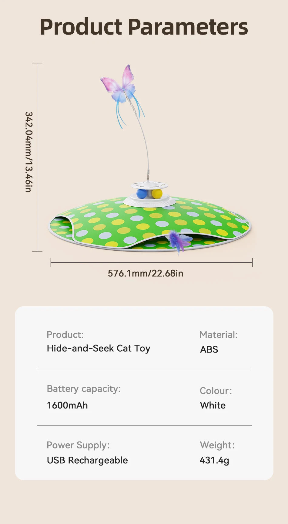 3-in-1 Hide & Seek Cat Toy – Feather, Butterfly & Track Balls
