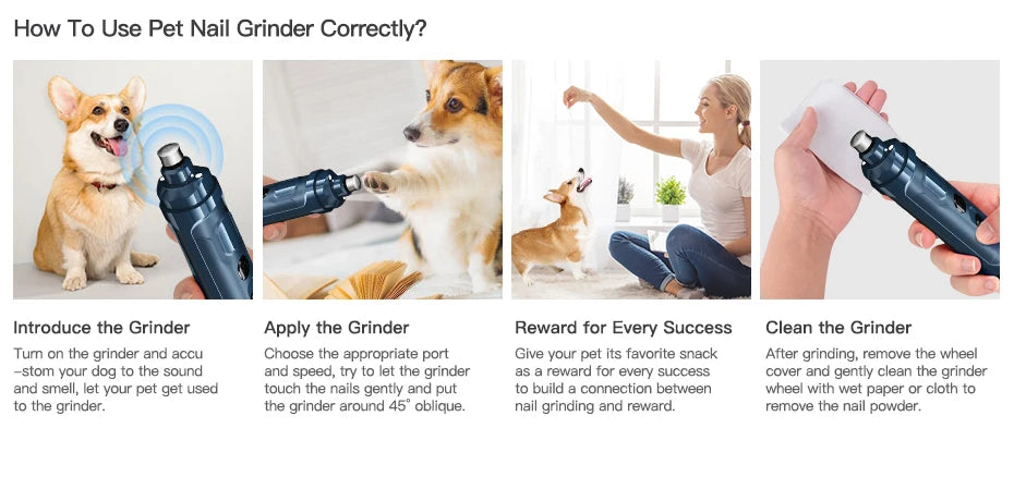 Electric Pet Nail Grinder & Clipper – Rechargeable, Professional