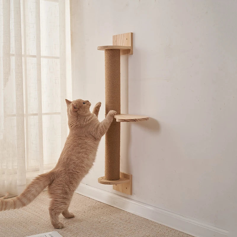 Luxury Large Cat Tree with Simple Style Cat Shelves Wood Pet Play House with Scratches Wall Steps Interactive Movement Pet Toys