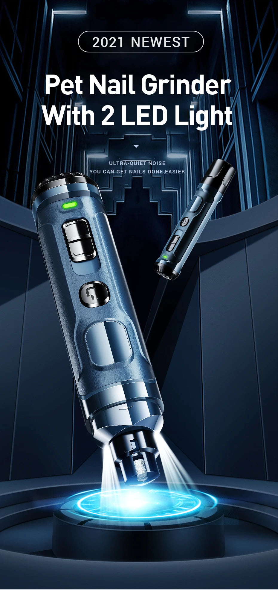 Electric Pet Nail Grinder & Clipper – Rechargeable, Professional