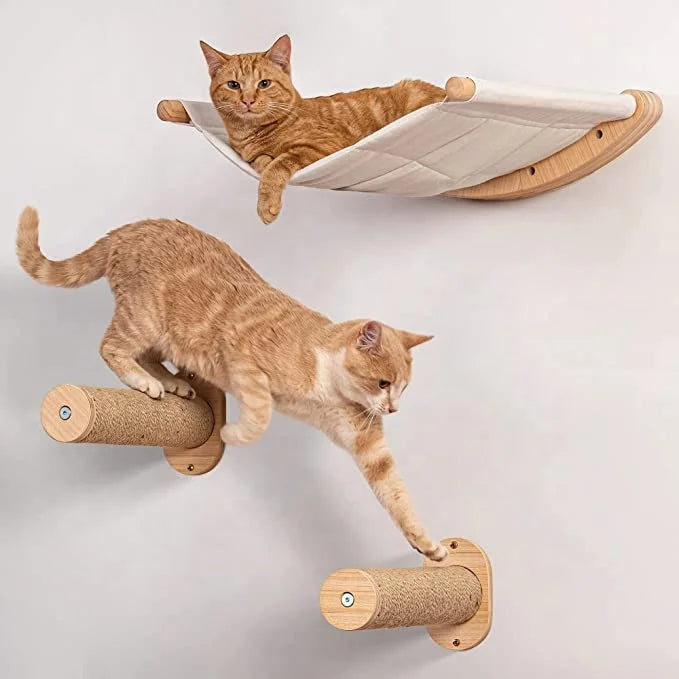 Customizable Cat Wall Tree with Shelves & Hammock