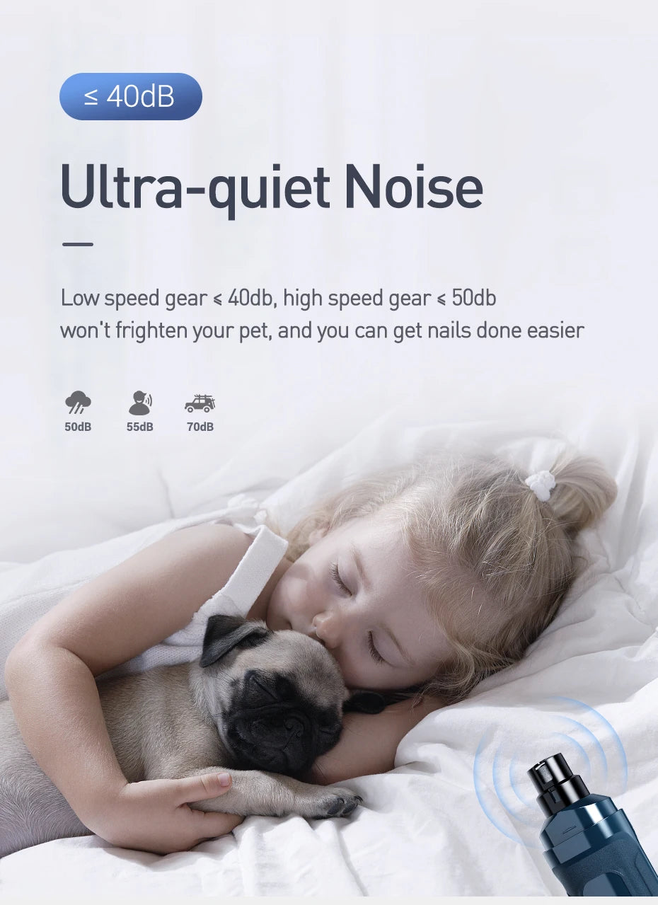 Electric Pet Nail Grinder & Clipper – Rechargeable, Professional