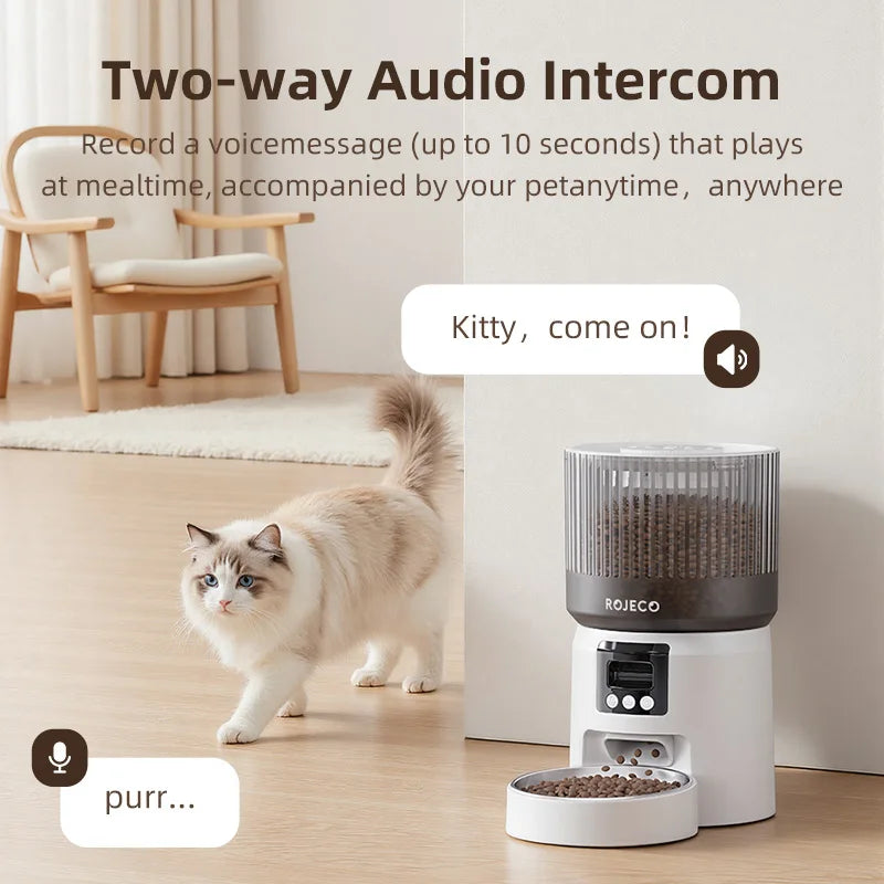 ROJECO 4L Auto Pet Feeder with Camera – WiFi, Video & Voice Recorder