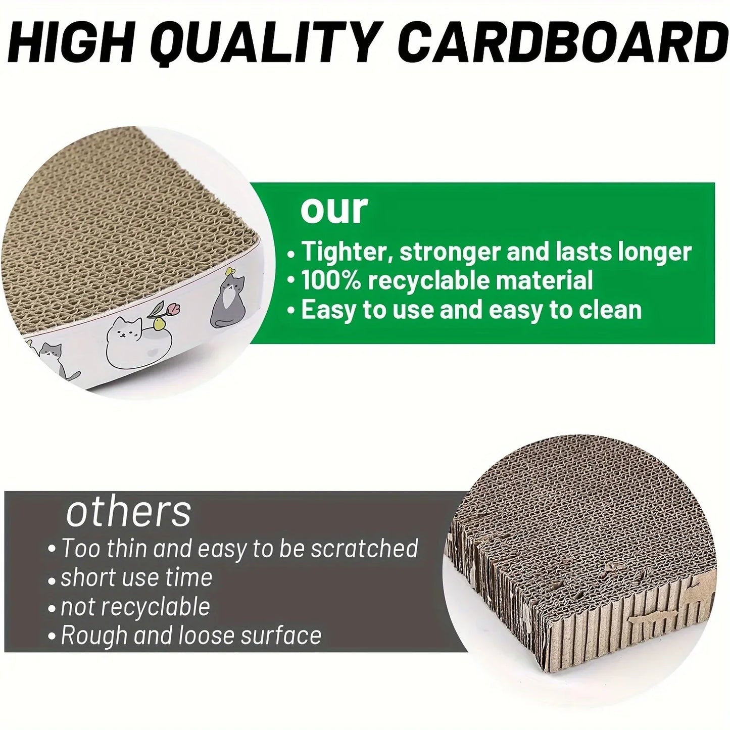 1 pcs Extra-Durable Cat Scratching Pad - Thick, Non-Shedding Corrugated Cardboard with Wave Design for Indoor Cats