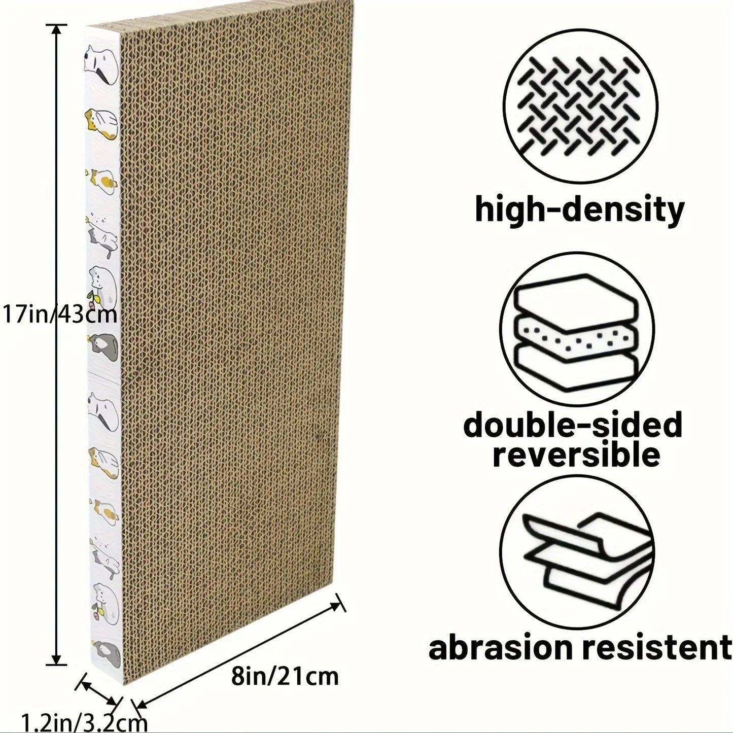 1 pcs Extra-Durable Cat Scratching Pad - Thick, Non-Shedding Corrugated Cardboard with Wave Design for Indoor Cats