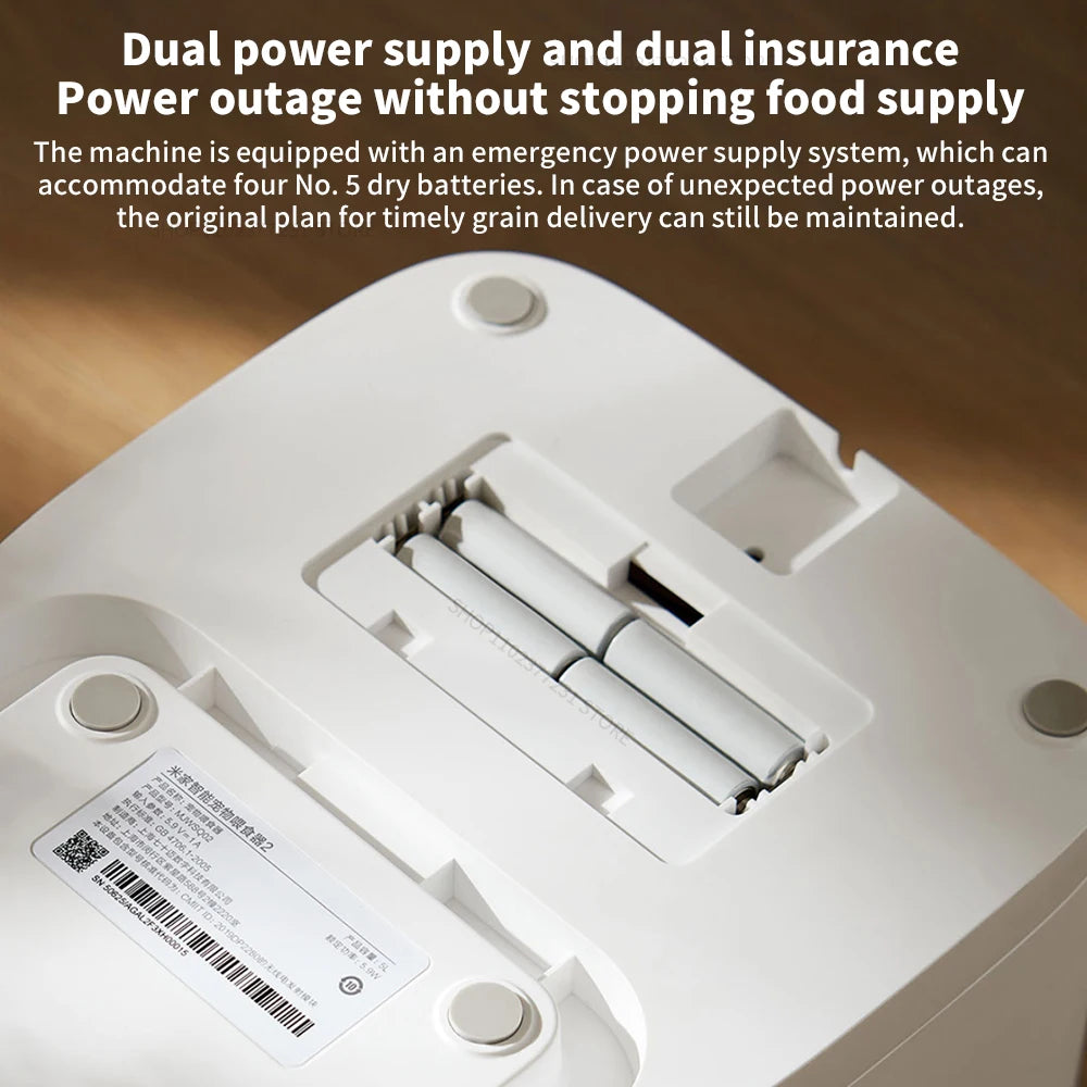 New Mijia Smart Pet Feeder 2 MJWSQ02 HD-large Screen 5L Large Capacity Precise Weighing Spare battery FoodShortage Remind