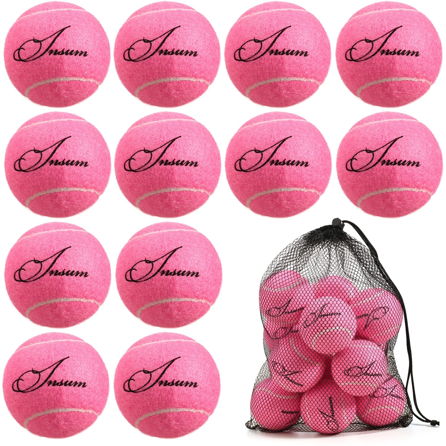 AMA Tennis Balls,12-Pack Advanced Training Tennis Balls for Beginner, Pet Dog practice Tennis Balls with Mesh Bag for Easy Carry