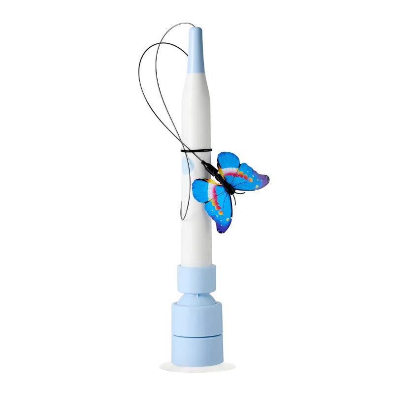 BOOTEELY Electric Butterfly Cat Toy – Suction Cup, Self-Entertaining, Steel Wire Wand