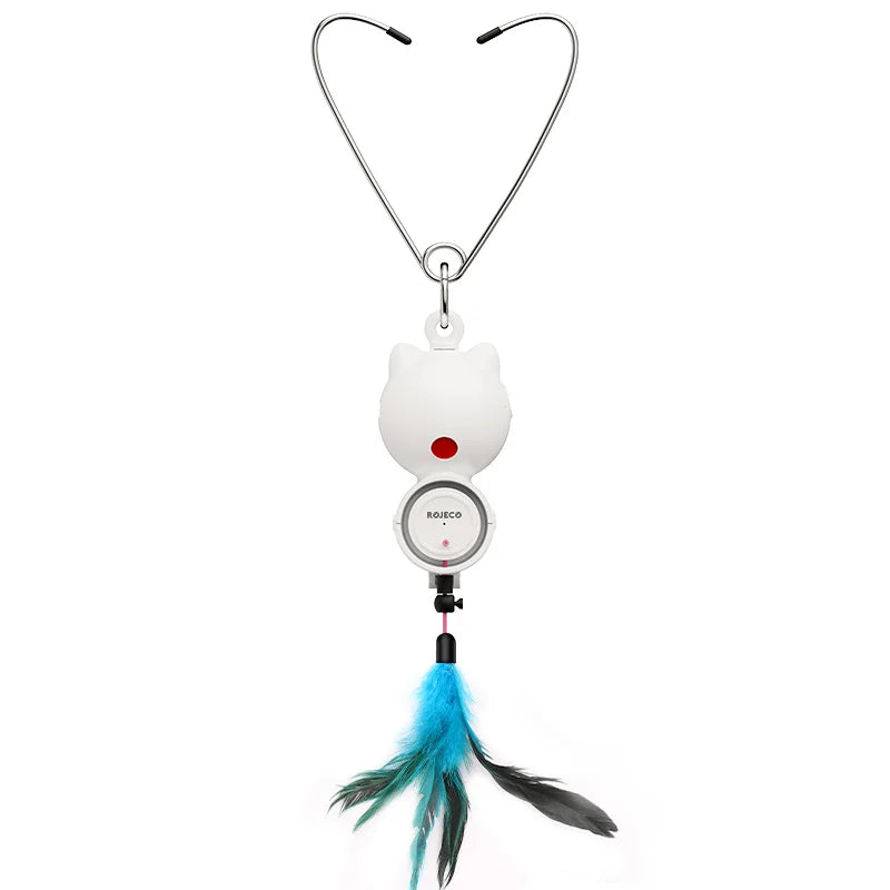 2-in-1 Auto Cat Toy – Laser & Retractable Feather Wand