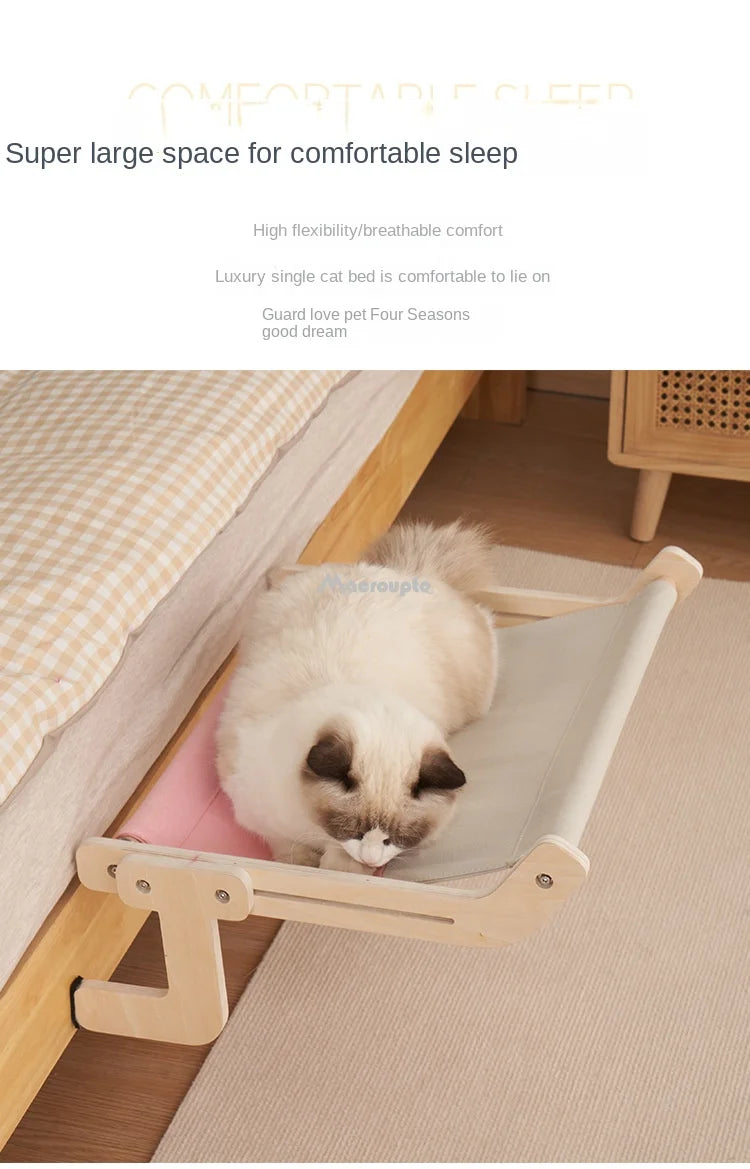 Cat Window Perch Wooden Assembly Hanging Bed Pet Mat  Cozy Sunny Seat Window Mounted Cats Hammock Aerial Pet Shelf Nest Beds
