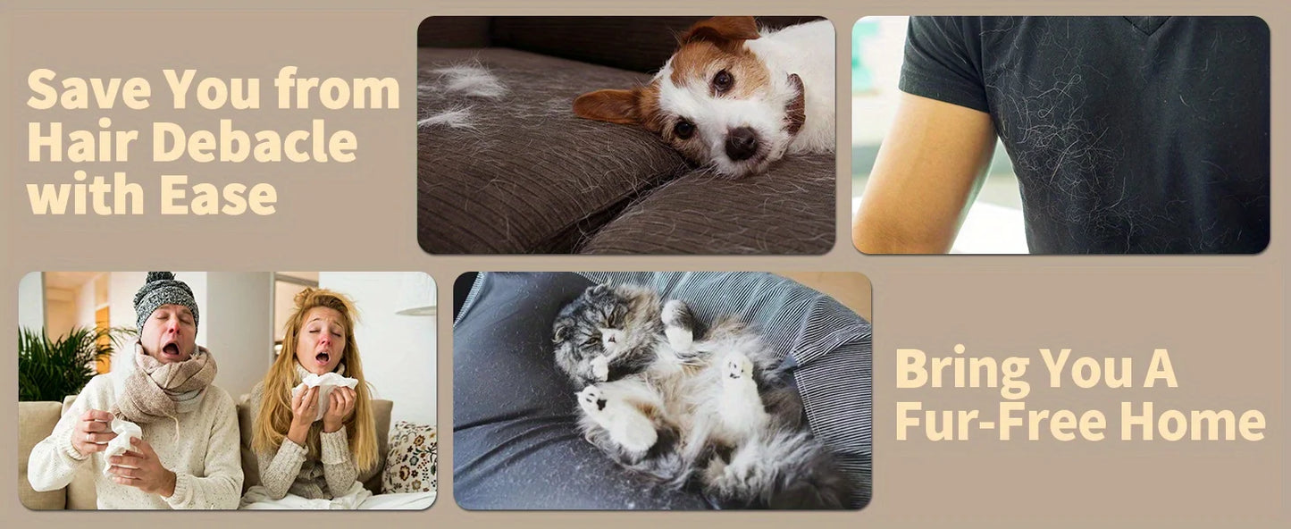 Reusable Pet Hair Remover Roller with Self-Cleaning Base