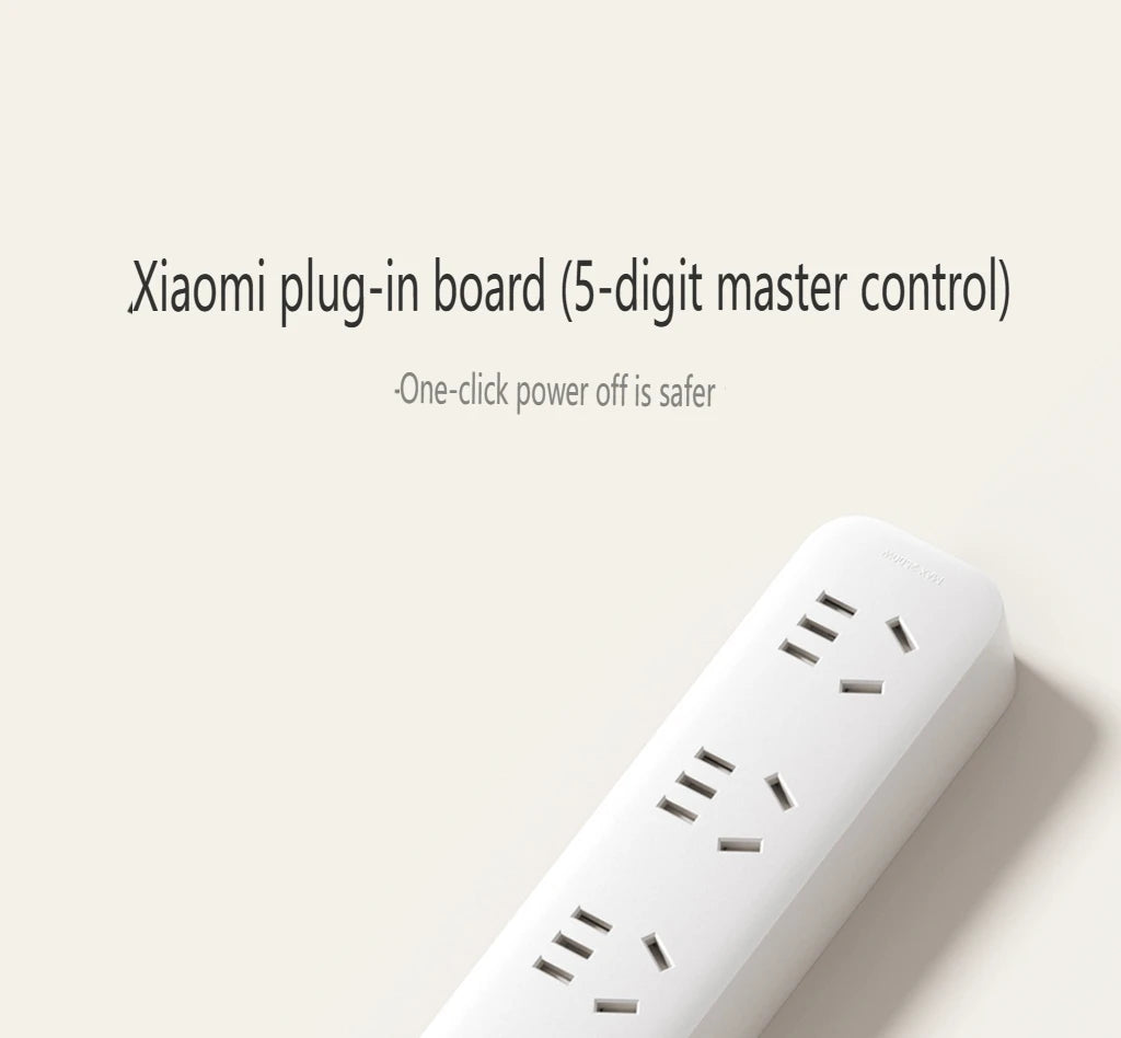 2025 Xiaomi Power Strip 5 Sockets 1.8m 5 Ports Master control Big Plug Extension Patch Board 10A 2500W For Smart Home