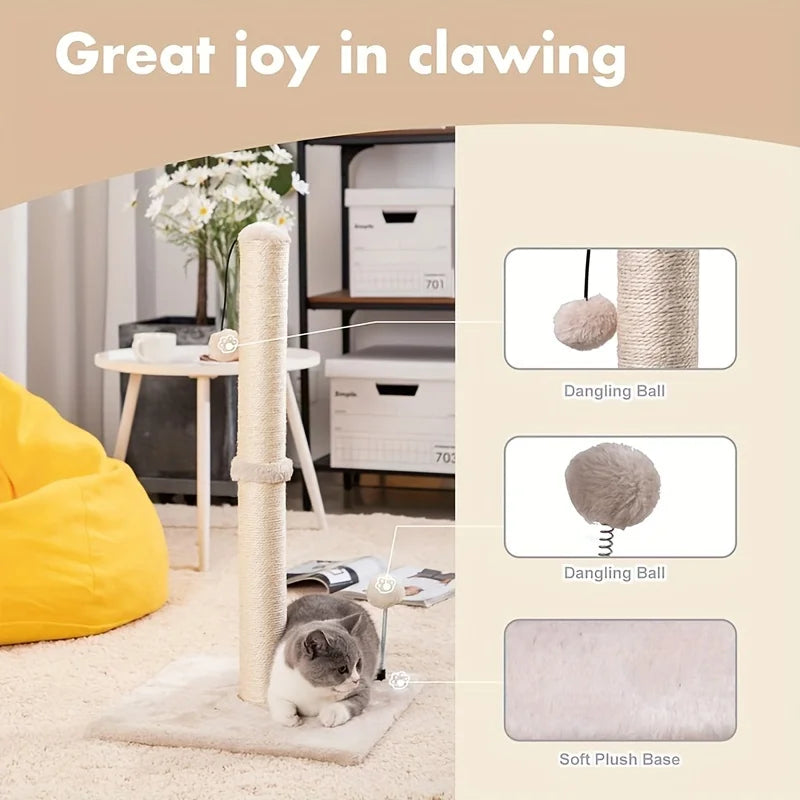 34-Inch Sisal Cat Scratching Post with Hanging Ball