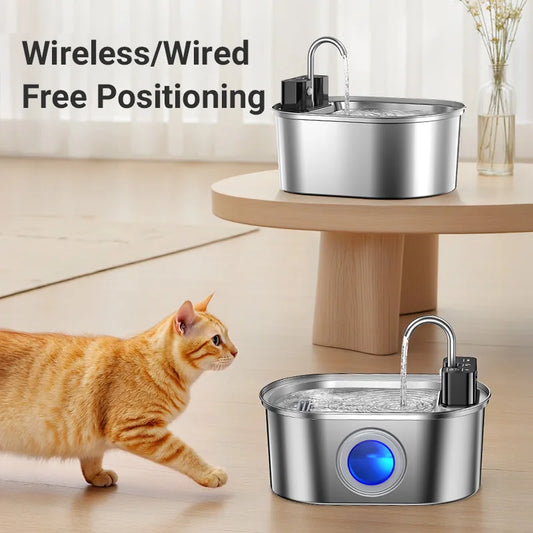 ROJECO 3.2L Stainless Steel Cat Water Fountain – Wireless Sensor, 4000mAh Battery