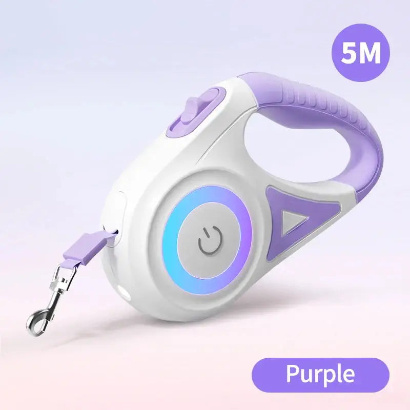 ROJECO Automatic Retractable Dog Leash LED Luminous Leading Fashion Light Straps For Dog Puppy Pet Flexi Walking Running Lead 5m