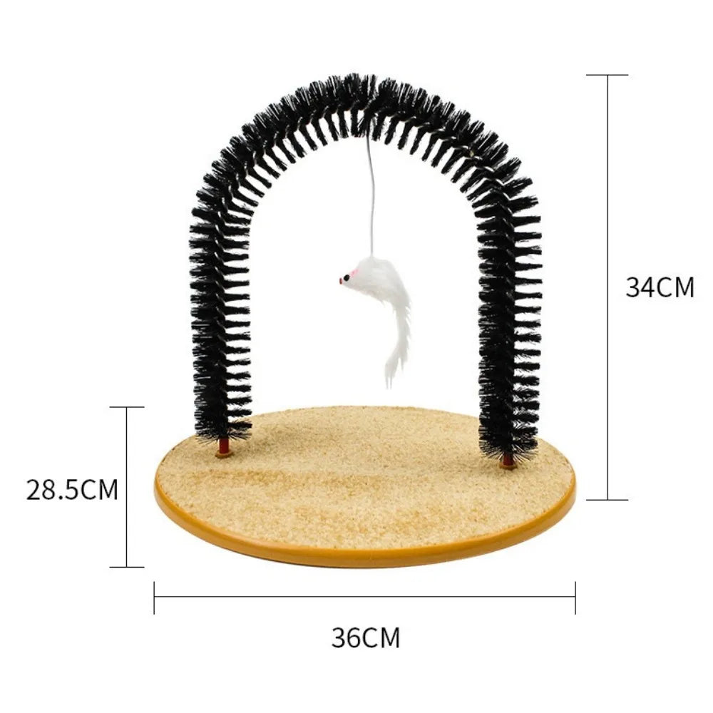 Cat Toy Arch Interactive Massage Brush with Hanging Plush Mice Cat Scratching Mat Cat Massage Grooming Rubbing Brush Pet Toys