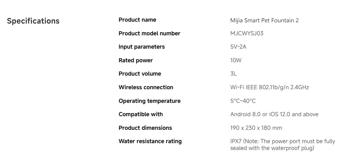 Xiaomi Mijia Smart Pet Drinking Fountain 2L wireless auto-sensing water dispenser for cats and dogs, featuring a sleek design.