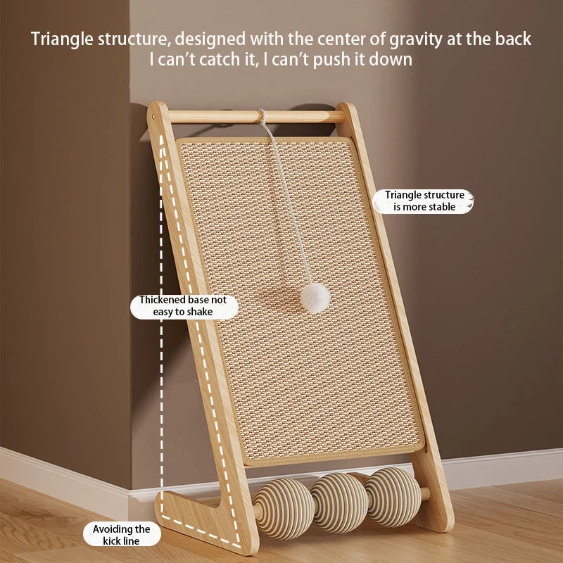 Wooden Sisal Cat Scratching Pads Vertical Cats Scratcher Post Detachable Wear-resistant Cat Scratch Board Kitten Grinding Toys