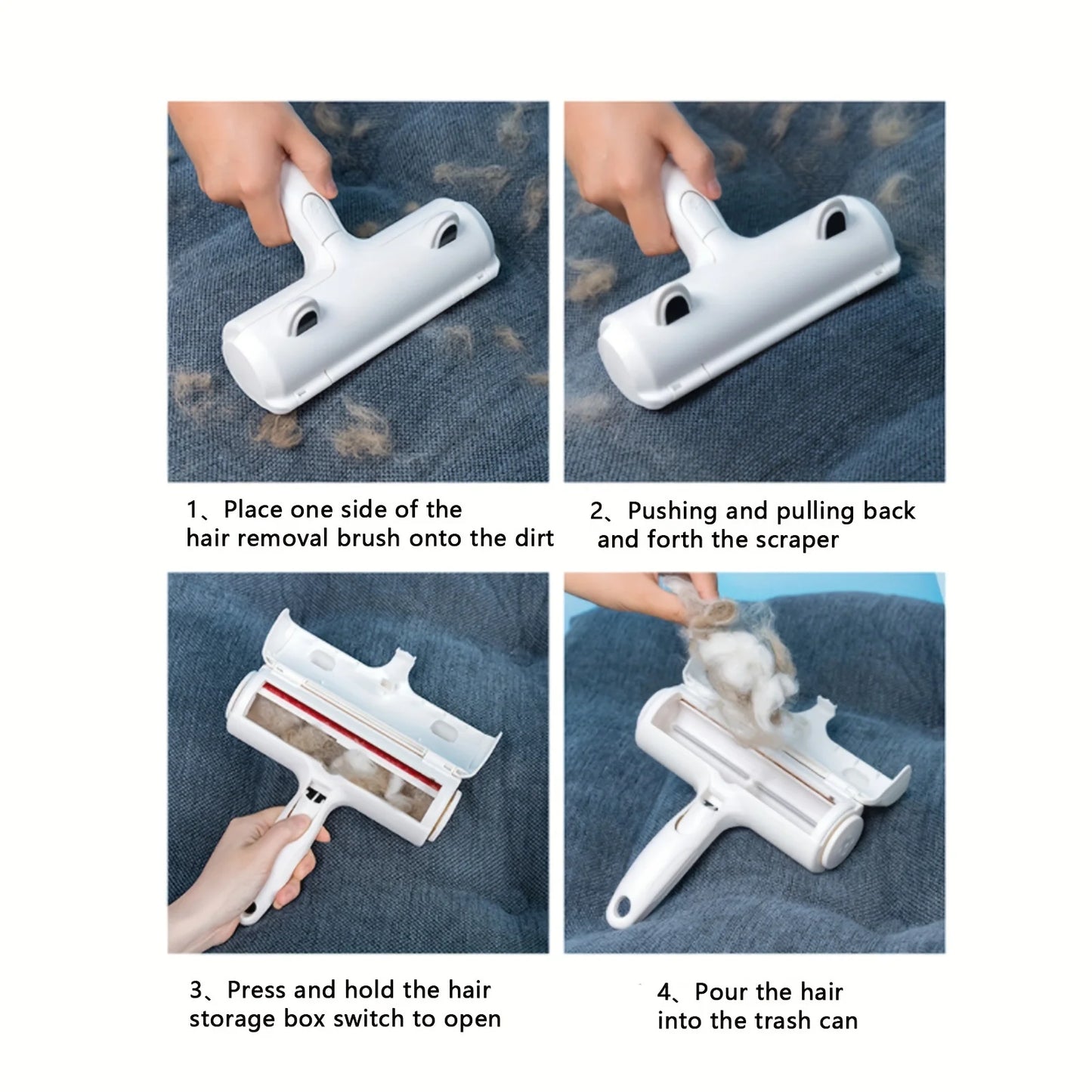 Reusable Pet Hair Remover Roller with Self-Cleaning Base