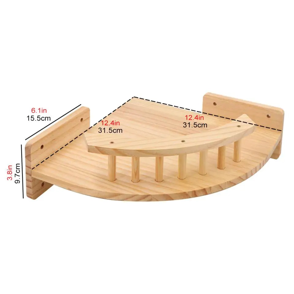 Wooden Cat Tree Tower Cat Climbing Scratching Post Stairs Hammock Hiding House Indoor Playground Cat Walkway Wall Pet Furniture