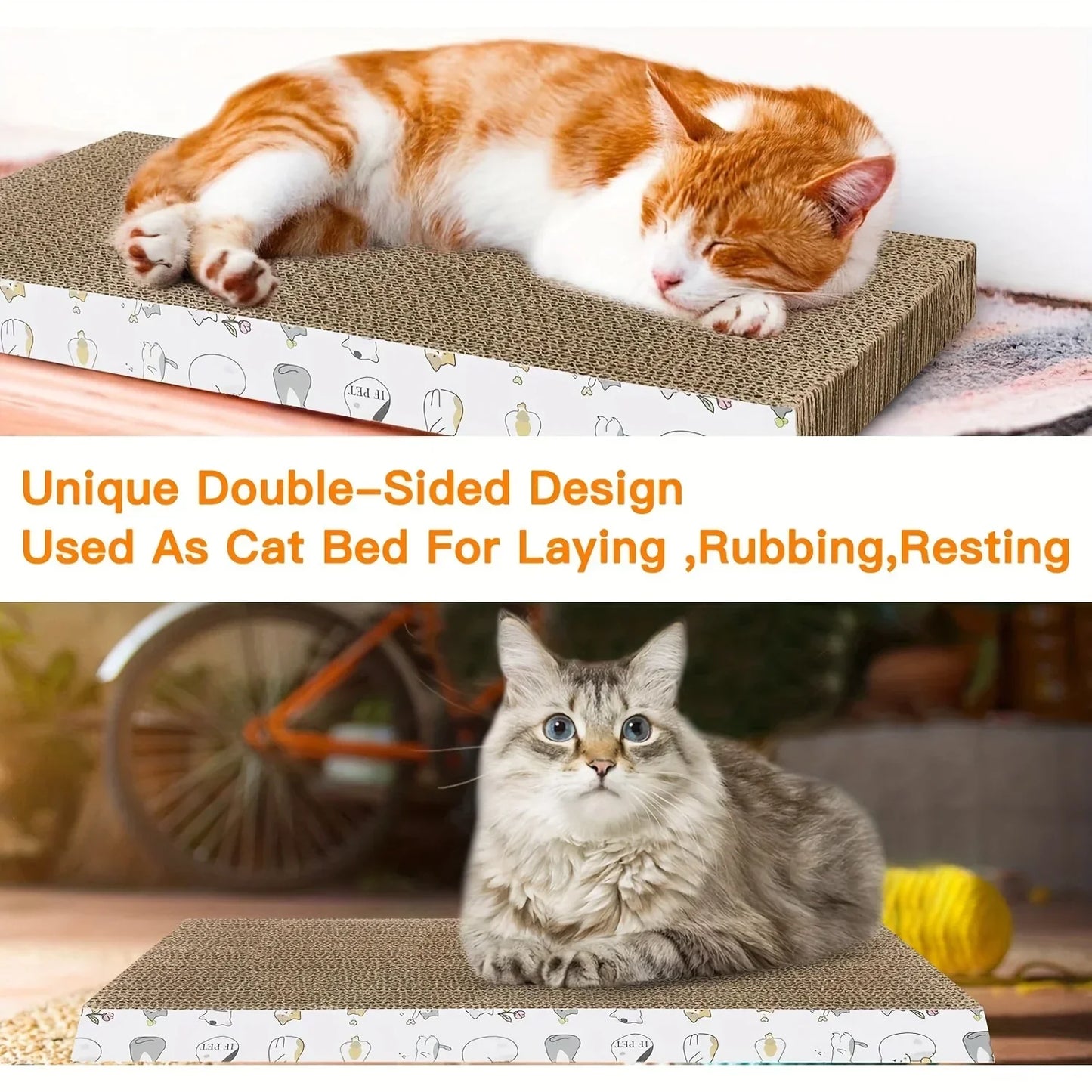 1 pcs Extra-Durable Cat Scratching Pad - Thick, Non-Shedding Corrugated Cardboard with Wave Design for Indoor Cats