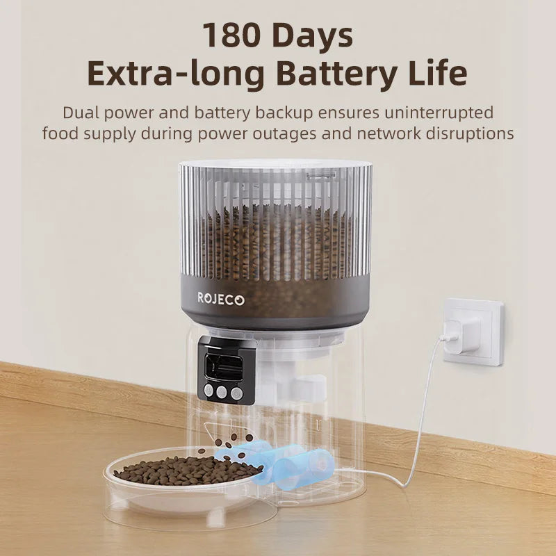 ROJECO 4L Auto Pet Feeder with Camera – WiFi, Video & Voice Recorder