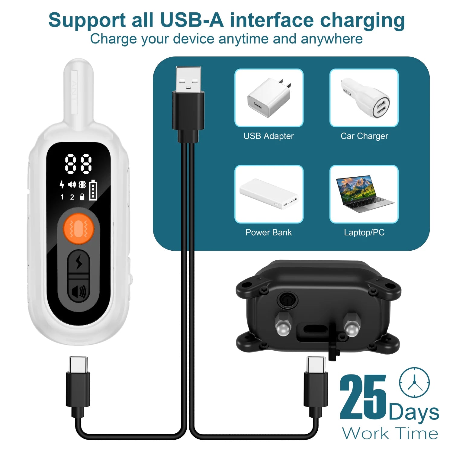 Waggy Tail YHLC rechargeable anti-bark dog training collar with electronic bark stopper and adjustable strap.