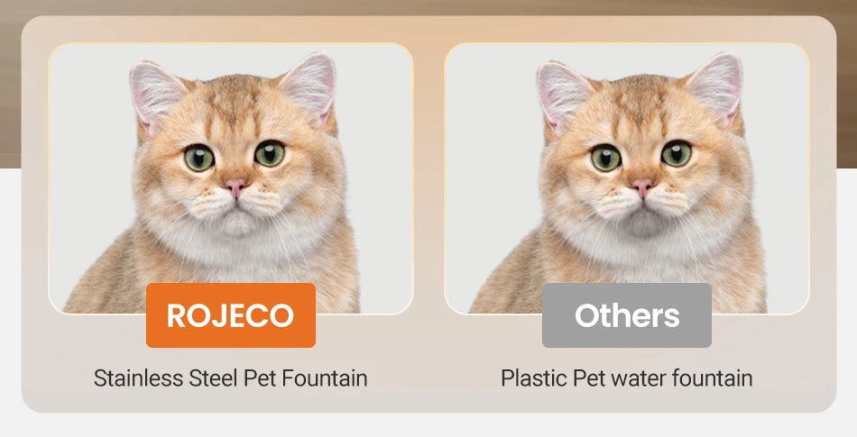 ROJECO 3.2L Stainless Steel Cat Water Fountain – Wireless Sensor, 4000mAh Battery