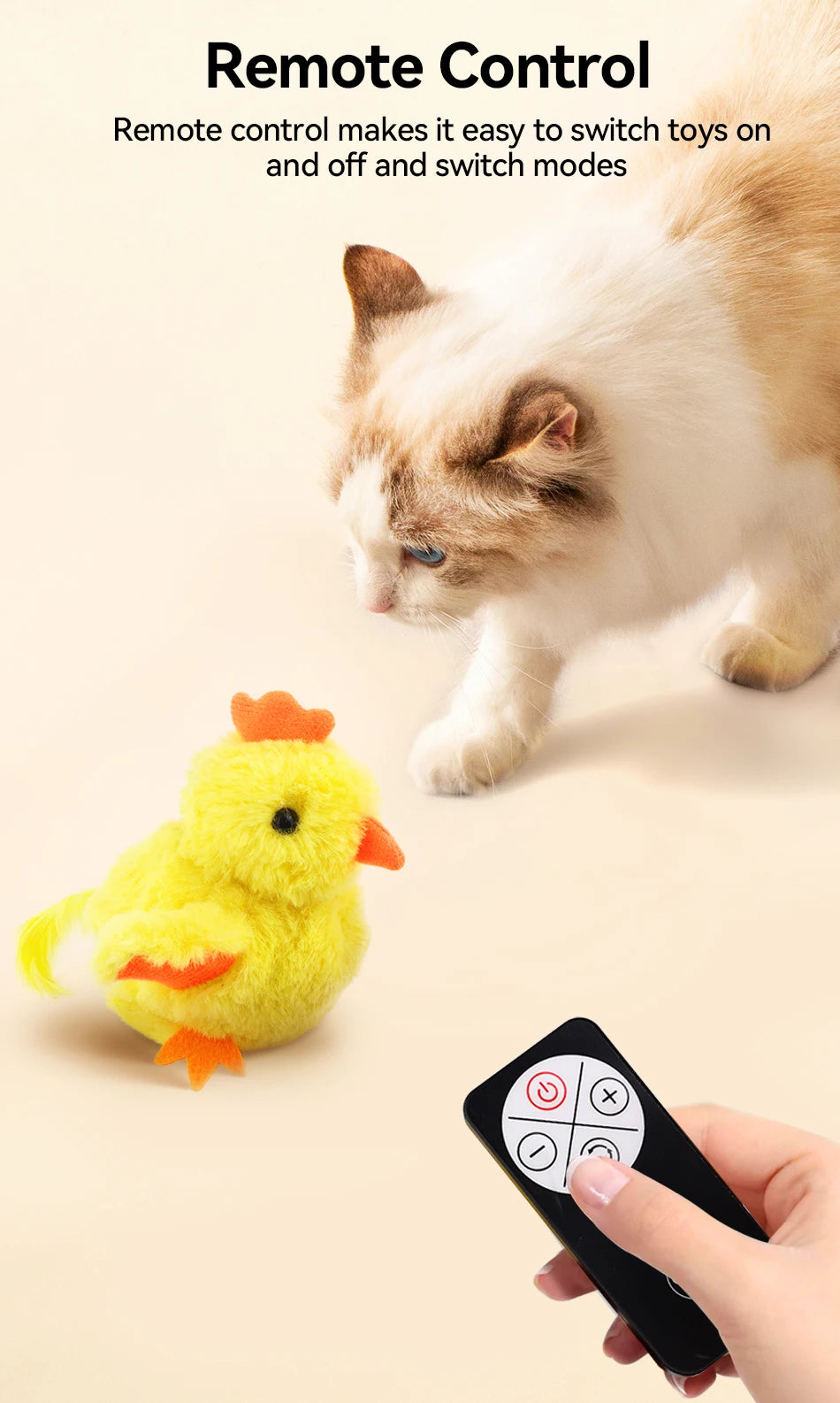 Auto Flapping Chicken Cat Toy – Catnip, Sound & Remote Control