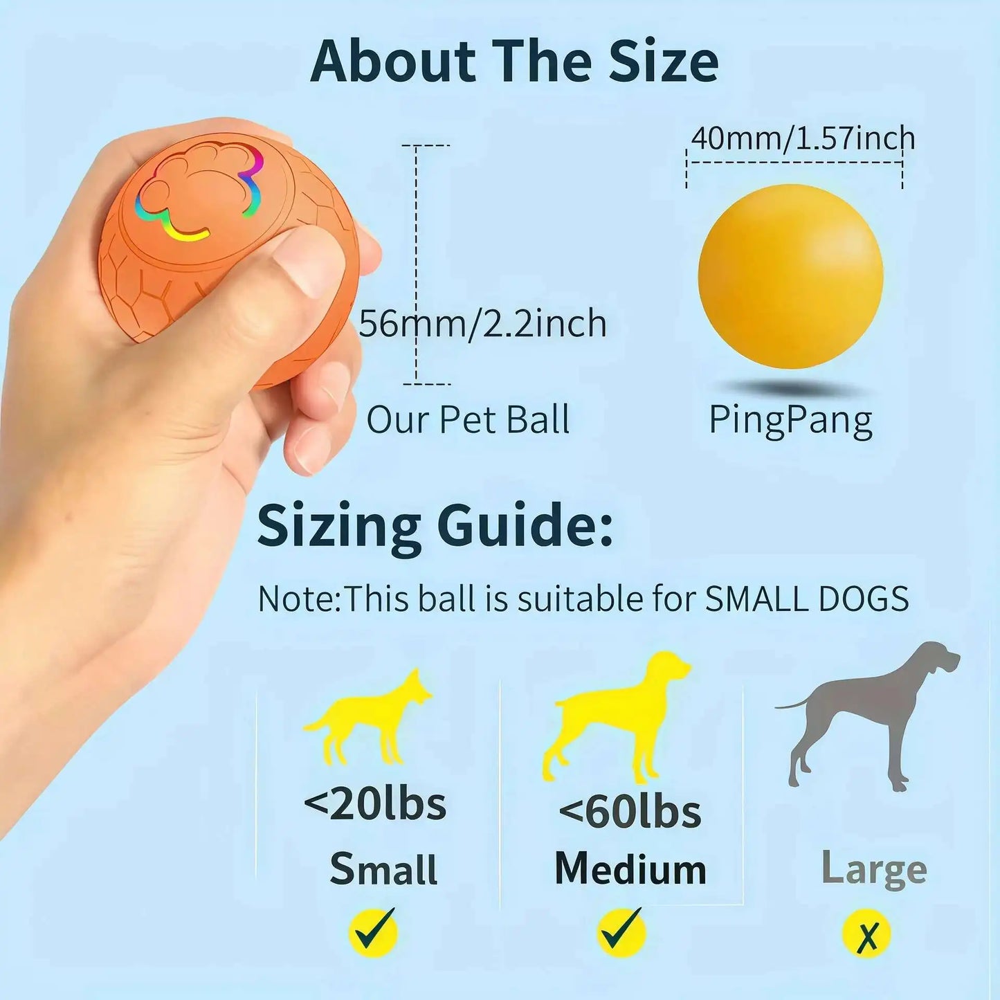 Smart Interactive Dog Toy Ball – RGB, USB Rechargeable