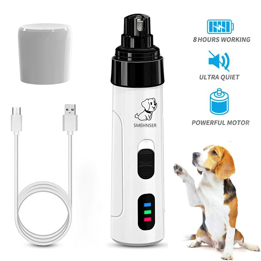 USB Rechargeable Pet Nail Grinder – Quiet & Safe for Cats & Dogs