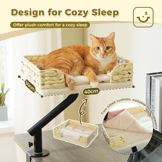 360° Rotatable Cat Desk Bed – Adjustable Hammock Stand