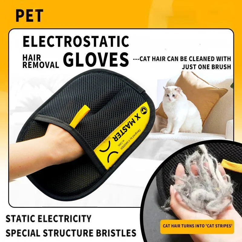 Electrostatic Pet Hair Remover Gloves with Lint Roller