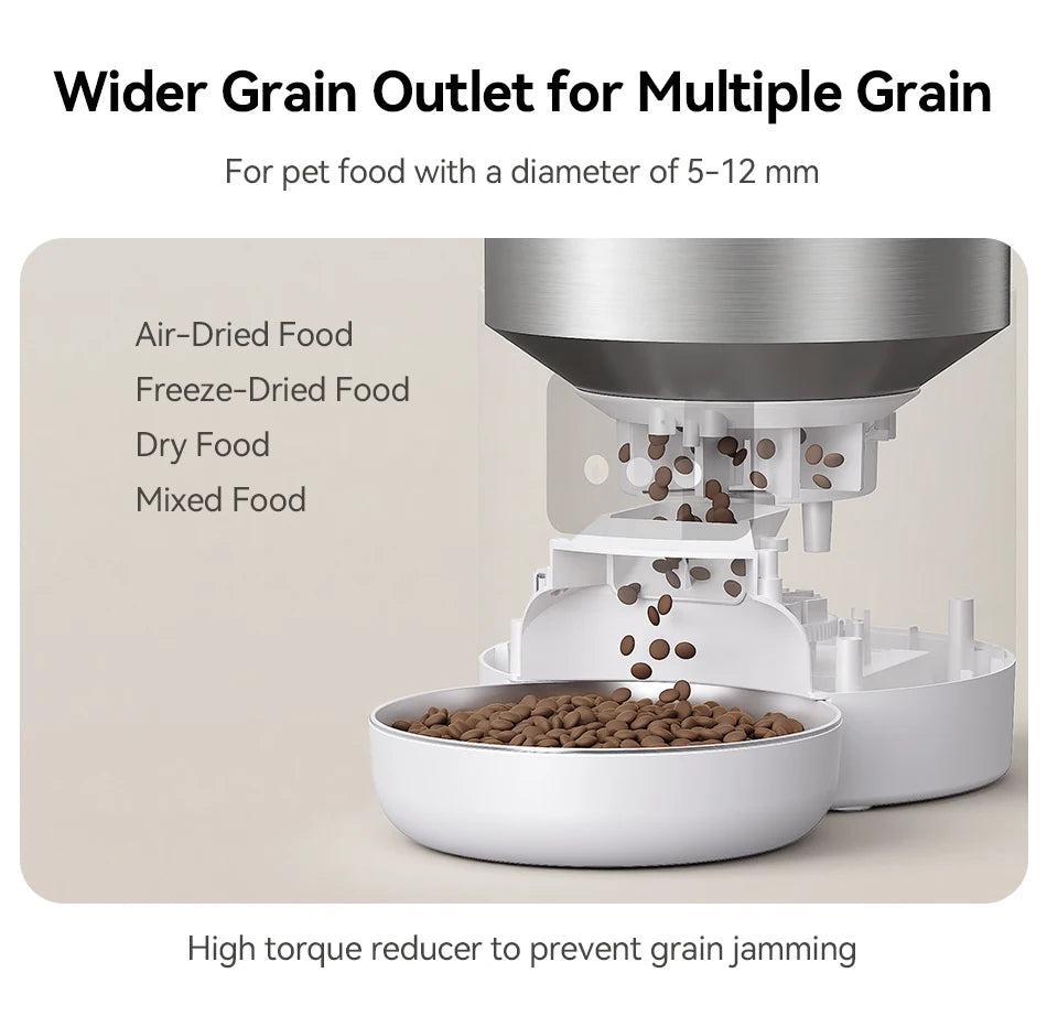 ROJECO Stainless Steel Auto Cat Feeder – WiFi App, Voice Recorder, Smart Dispenser