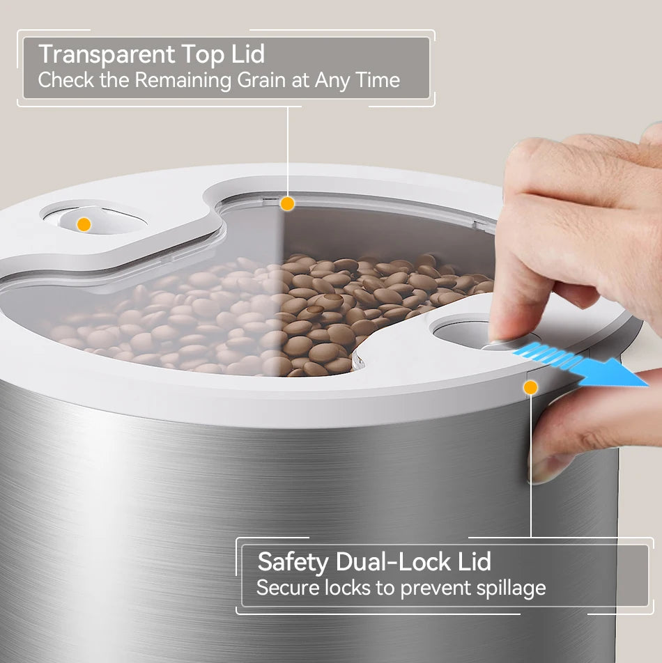 ROJECO Stainless Steel Auto Cat Feeder – WiFi App, Voice Recorder, Smart Dispenser