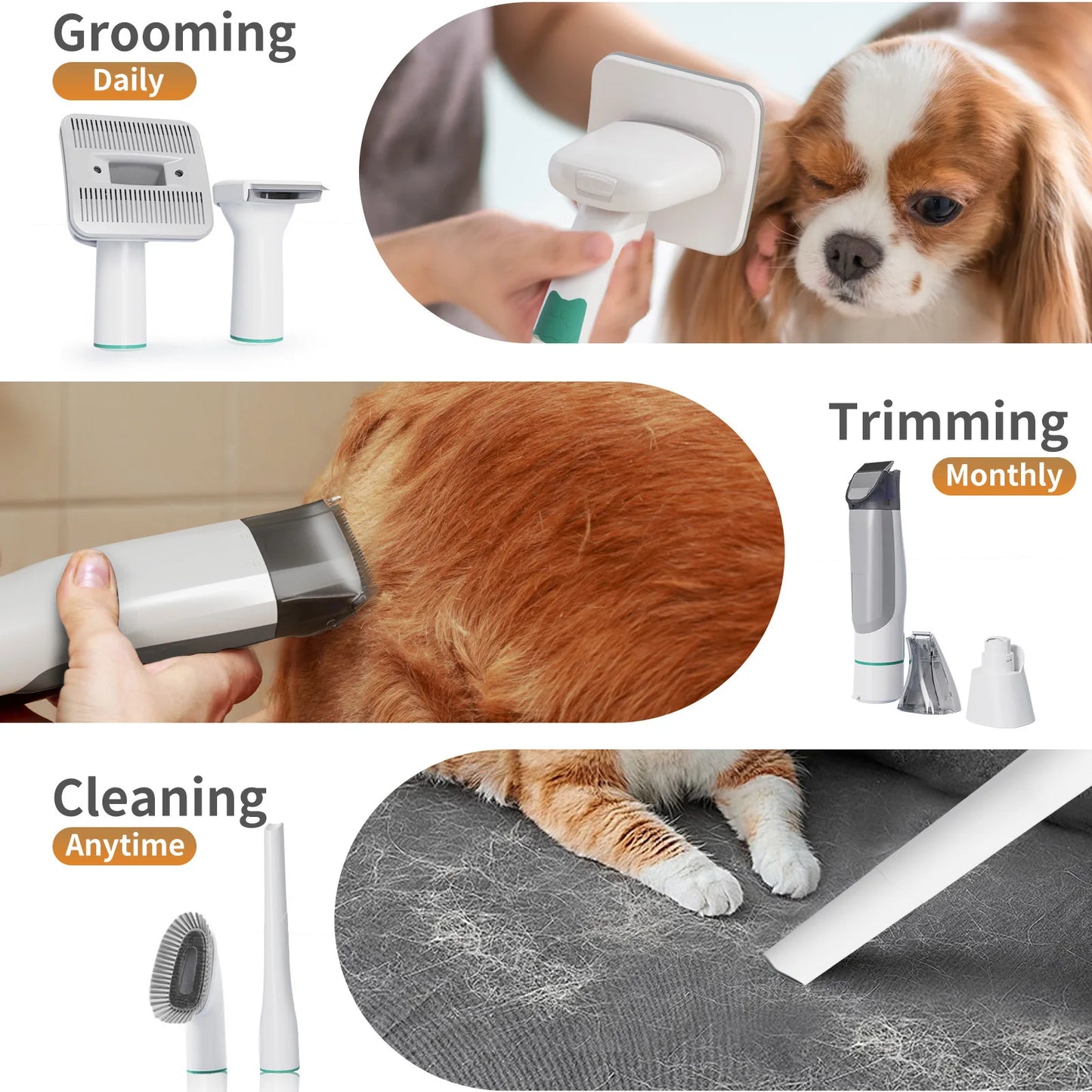 7-in-1 Pet Grooming Vacuum Kit – Hair Trimmer & Suction