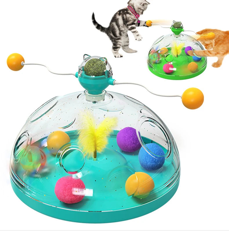 Cat Toy Box Set – Catnip Ball, Rotating Teaser Wand & Indoor Toys
