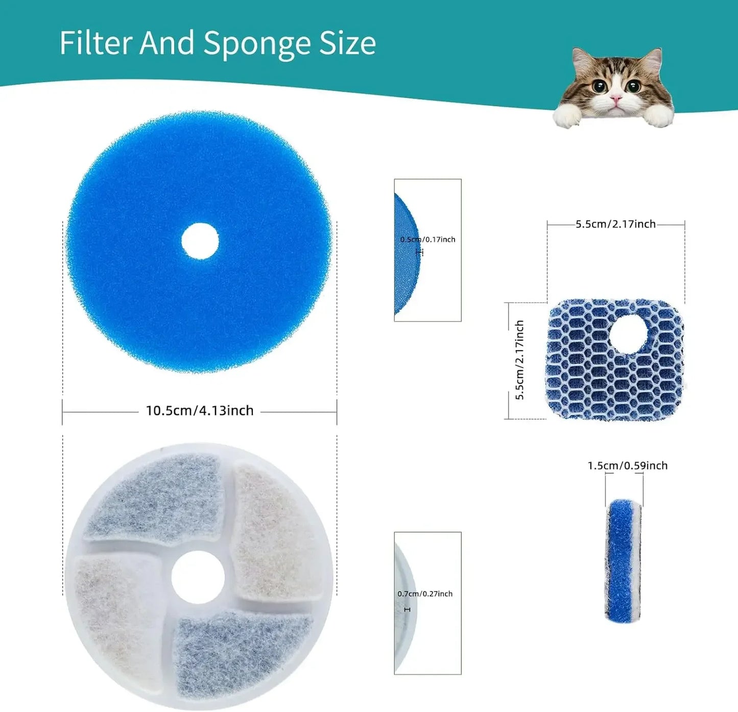 Pet Fountain Activated Carbon Replaced Filter Replacement Filters For Cat Dog Water Fountain Stainless Steel Dispenser Feeders
